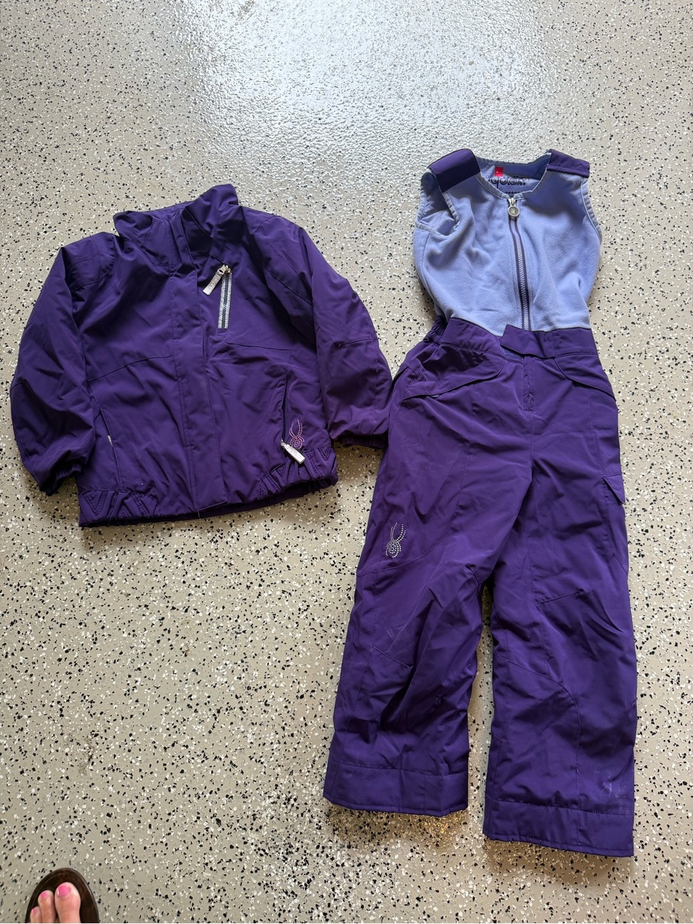 Spyder Purple Kids Snow Jacket and Bib Set